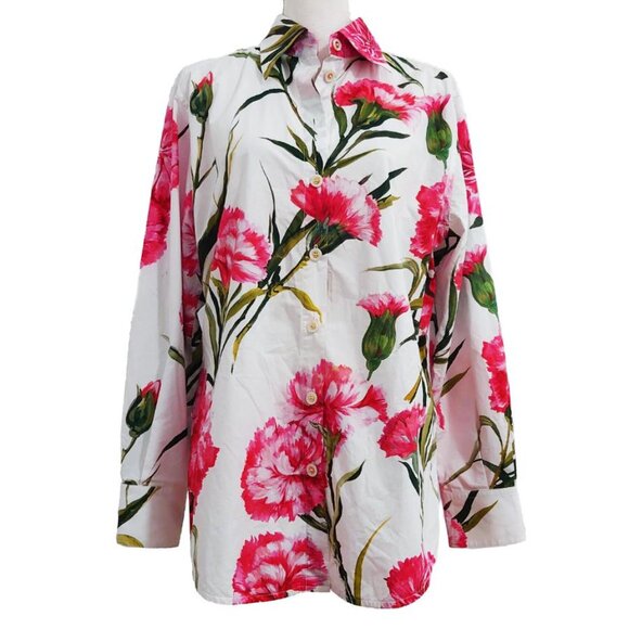 Dolce & Gabbana Floral Print Button Down Cotton Blouse - Picture 3 of 11